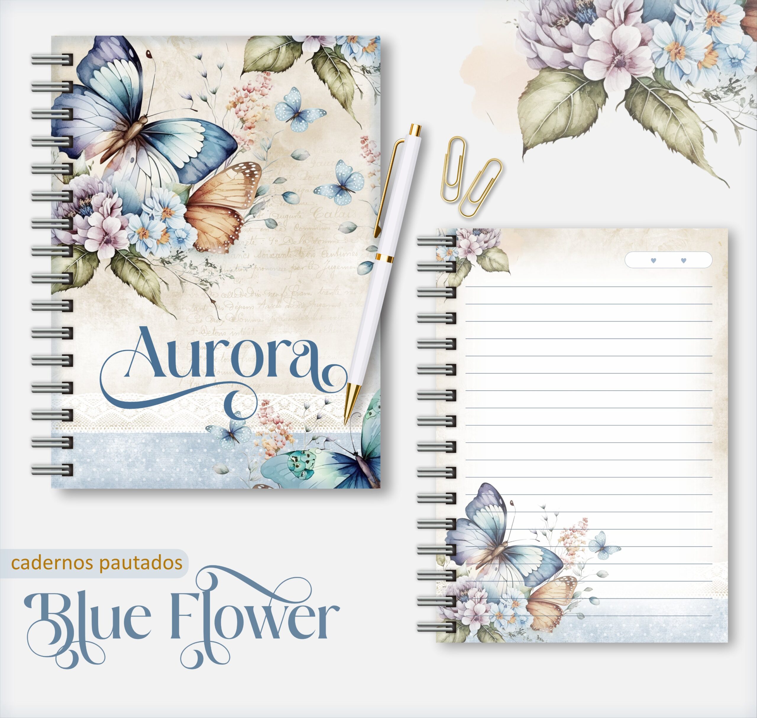 Caderno A5 Blue Flower 4