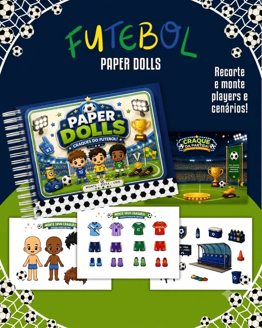 Livro Paper Dolls Futebol